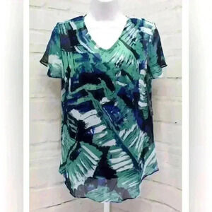 NIC+ZOE Leaf Impression Top, Women's Size XS, Multicolor